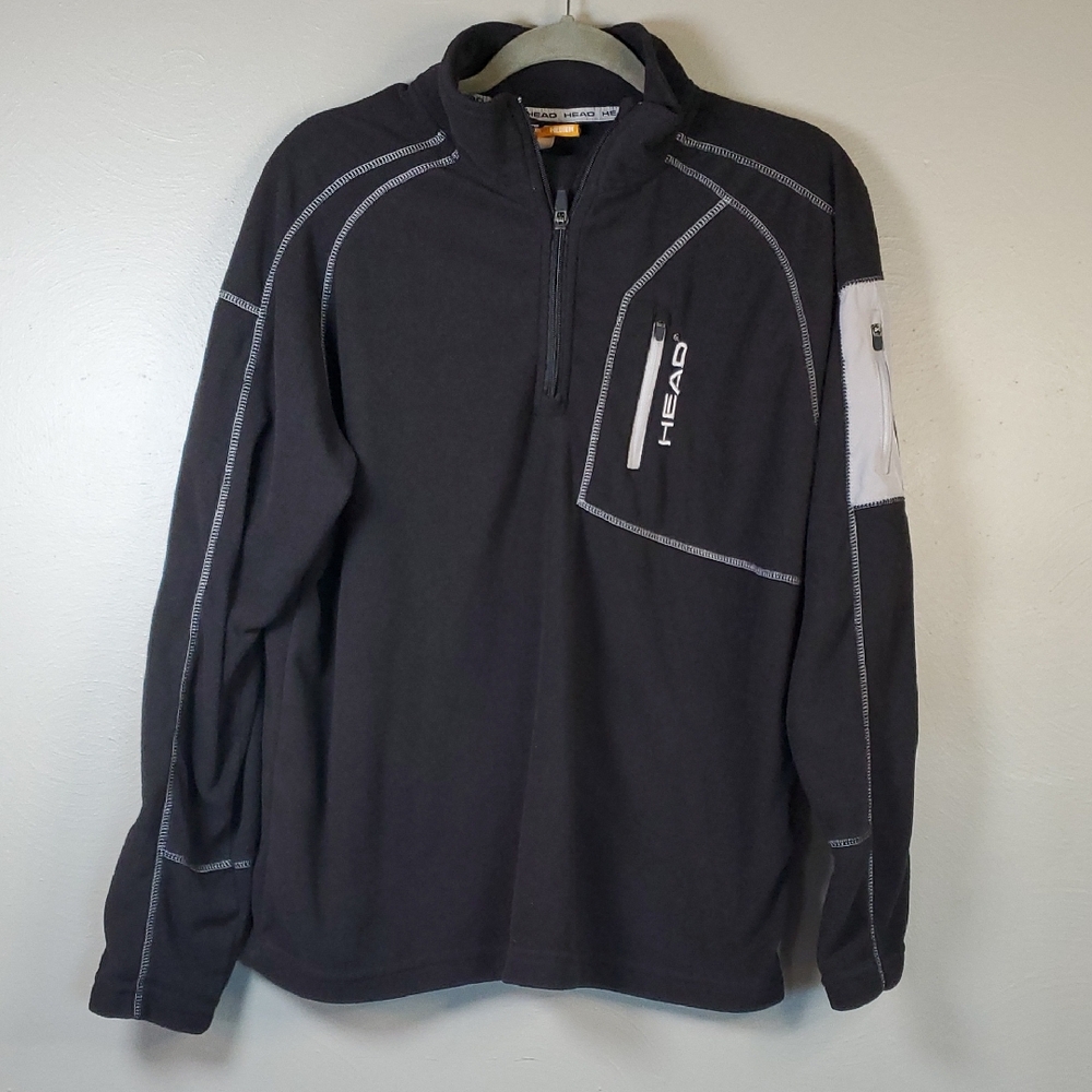 HEAD Men's Black and Gray Performance Fleece Pullover. Medium
